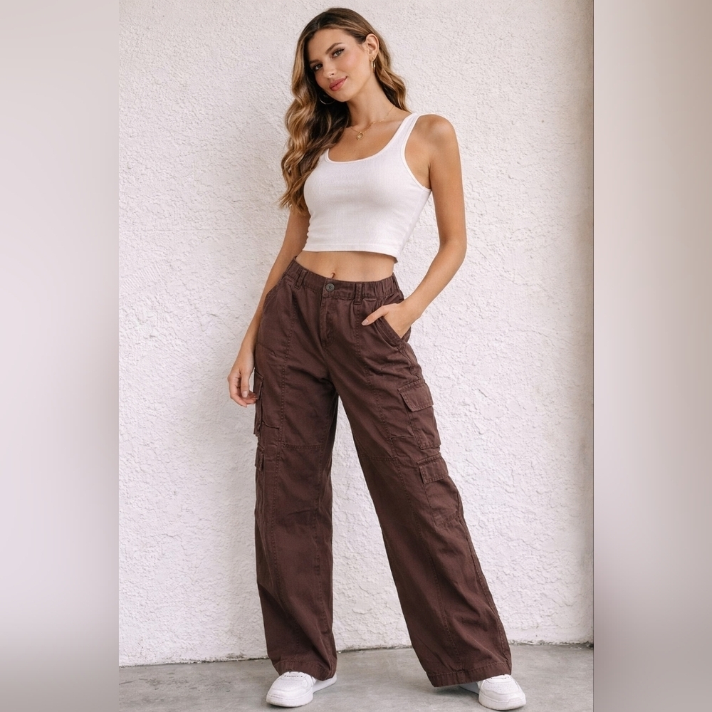 PacSun Brown Cargo Pants Wide Leg Low Rise Size XS